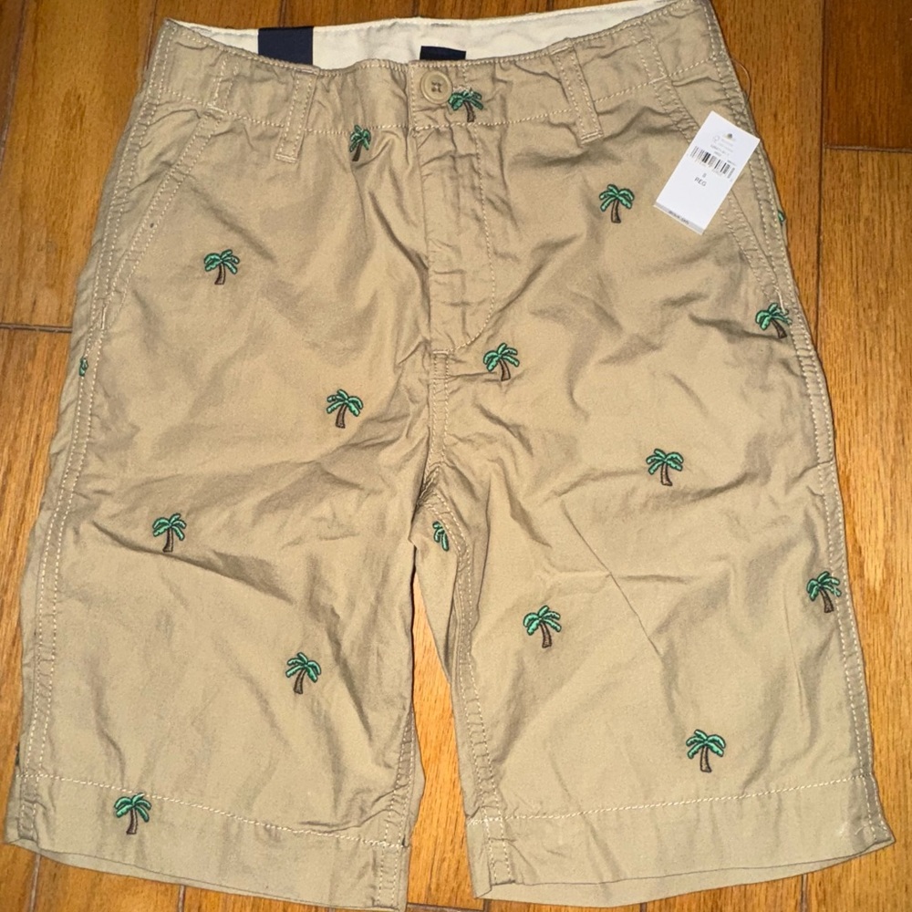 Gap boys Palm Tree Embroidered‎ Tan Shorts